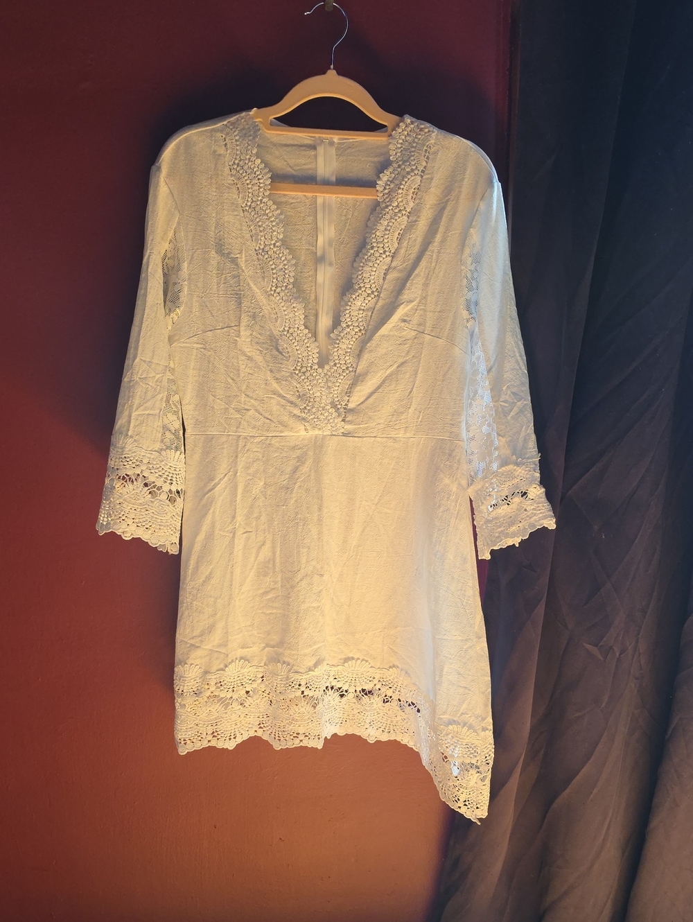 White Lace-Trim Dress